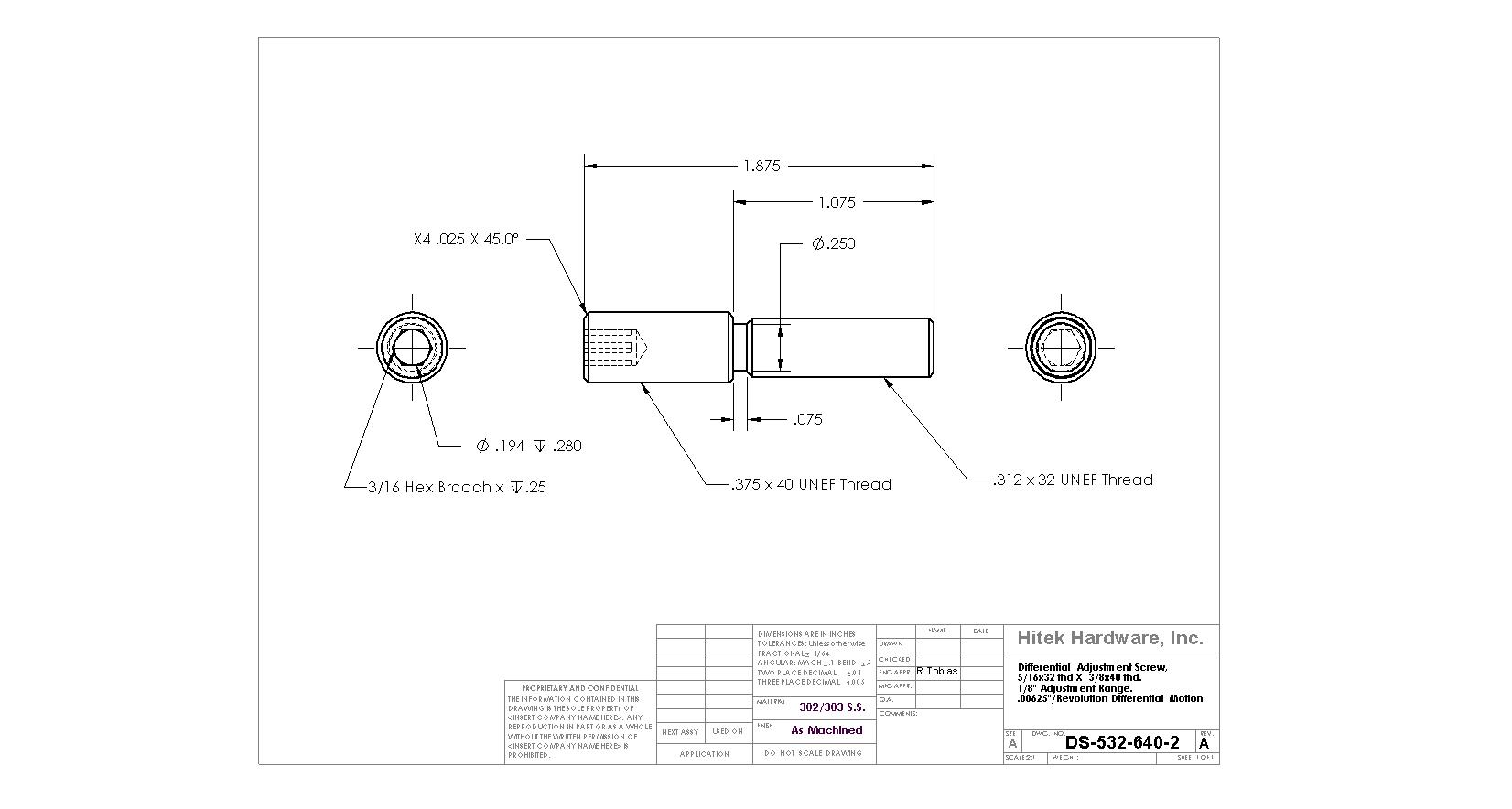 Differential Screw Hitek Hardware, Inc.